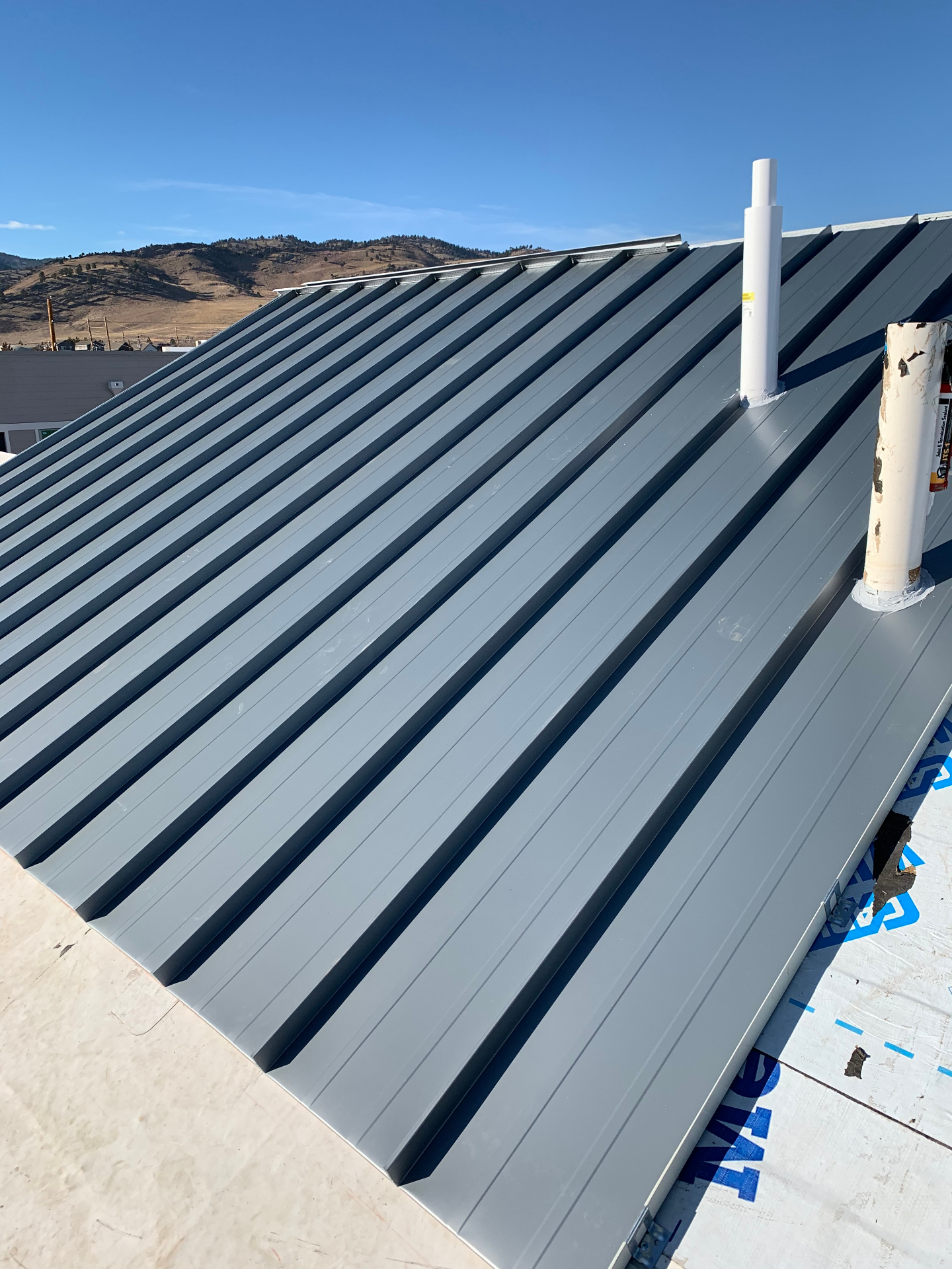 Close-up of quality metal roofing installation